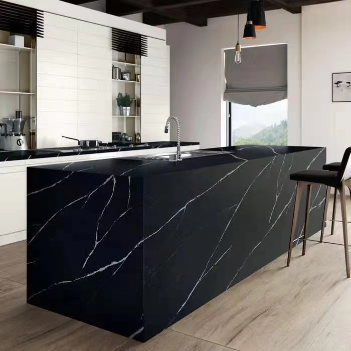 La grande surface solide de nouvelle couleur de dalle résistent à la feuille de marbre artificielle pour le coffret de cuisine