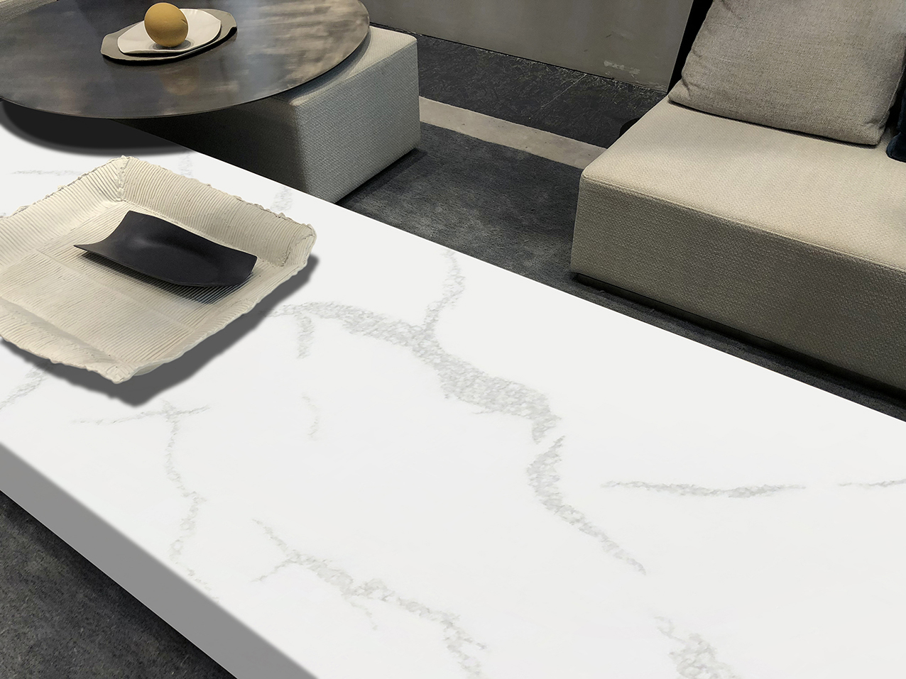 Marbre artificiel Calacatta/grande dalle de marbre artificiel/meubles en pierre fabriqués par l'homme