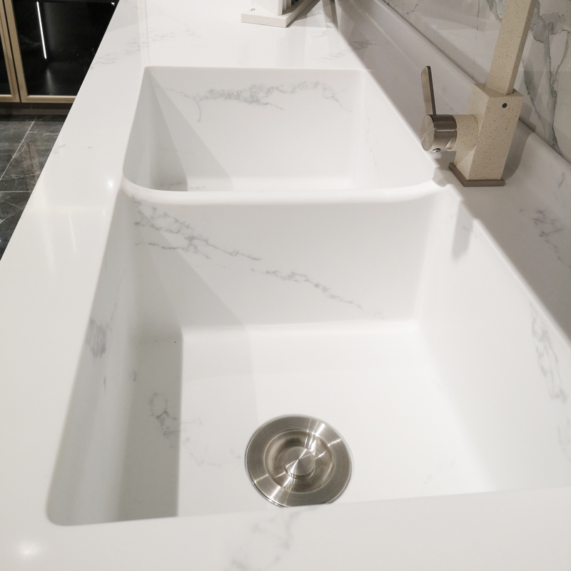 Personnalisez la feuille de granit gris de Surface solide acrylique de salle de bains de couleurs de Samsung 